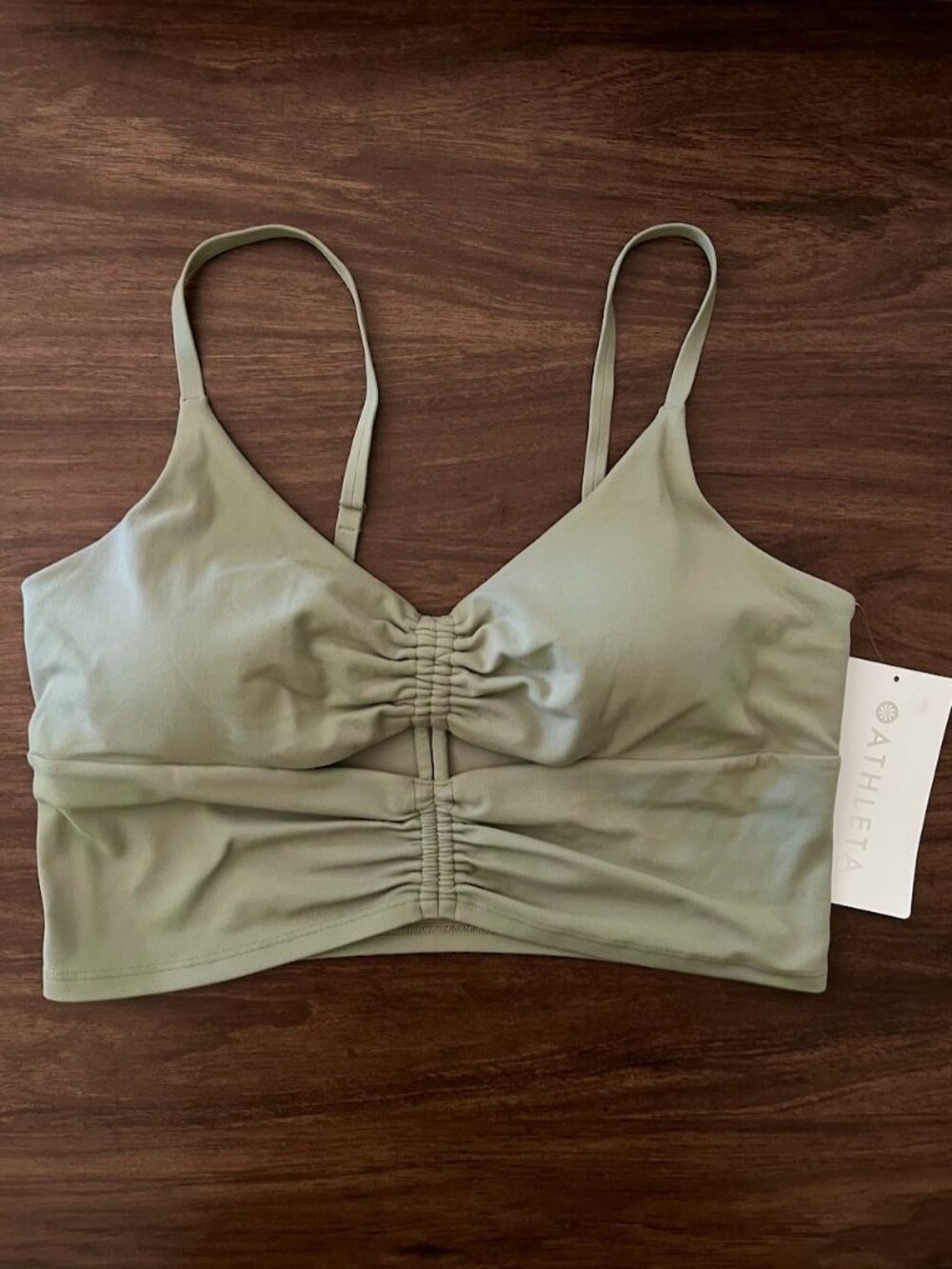 NWT Athleta Cinch Longline Bra in Sage, Size M, A-C